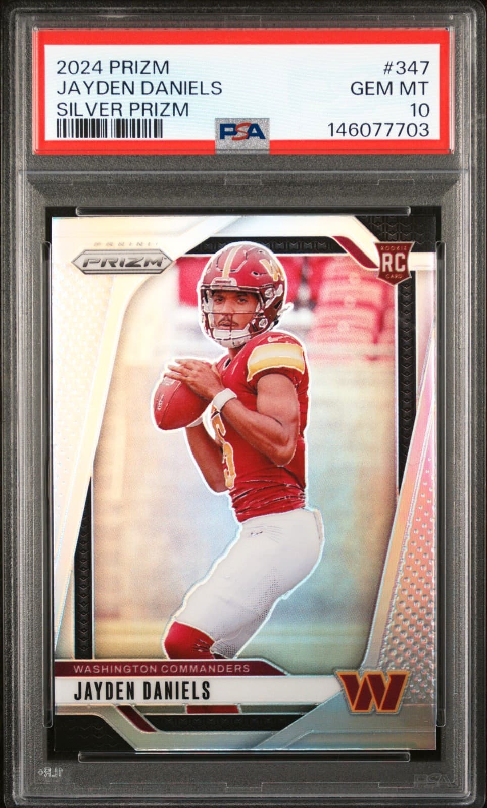 JAYDEN DANIELS 2024 PRIZM SILVER RC #347 PSA 10 GEM MINT! COMMANDERS! 146077703