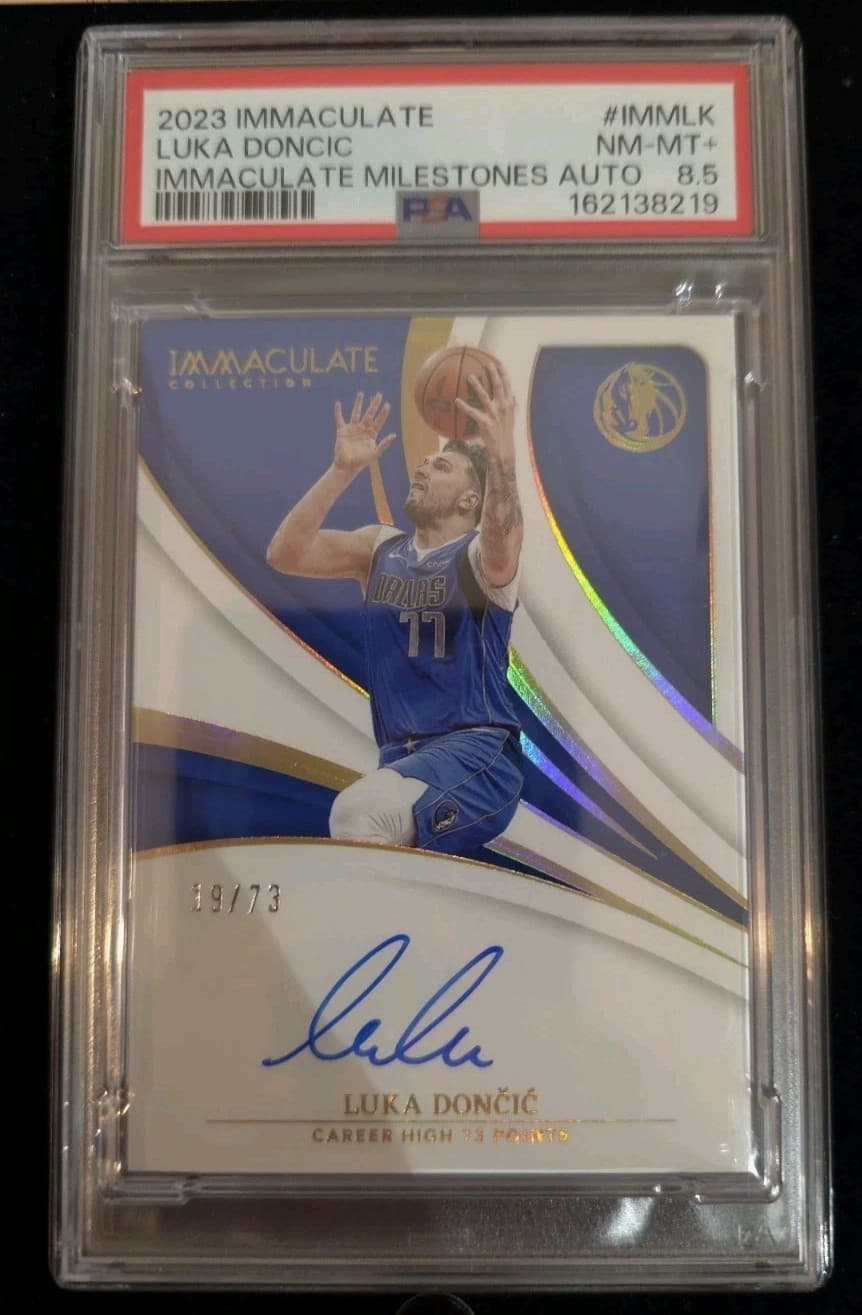  2023 Panini Immaculate LUKA DONCIC Milestones Autograph/73 #IMM-LK PSA 8.5