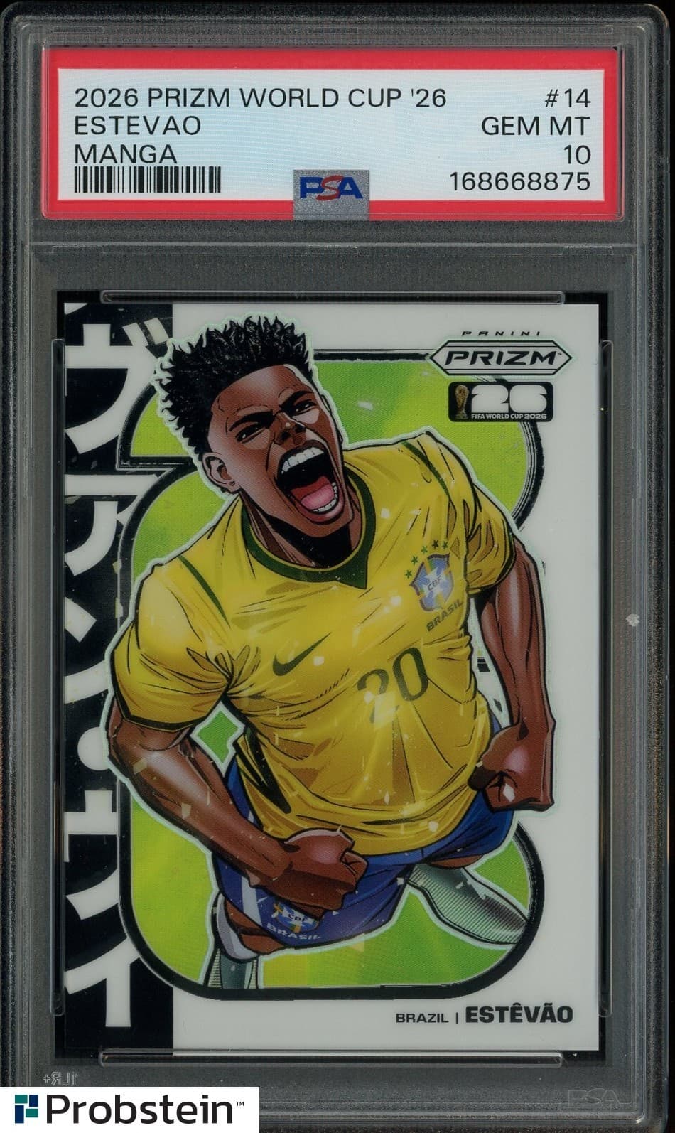 2026 Panini Prizm World Cup Soccer MANGA #14 Estevao SSP CASE HIT PSA 10