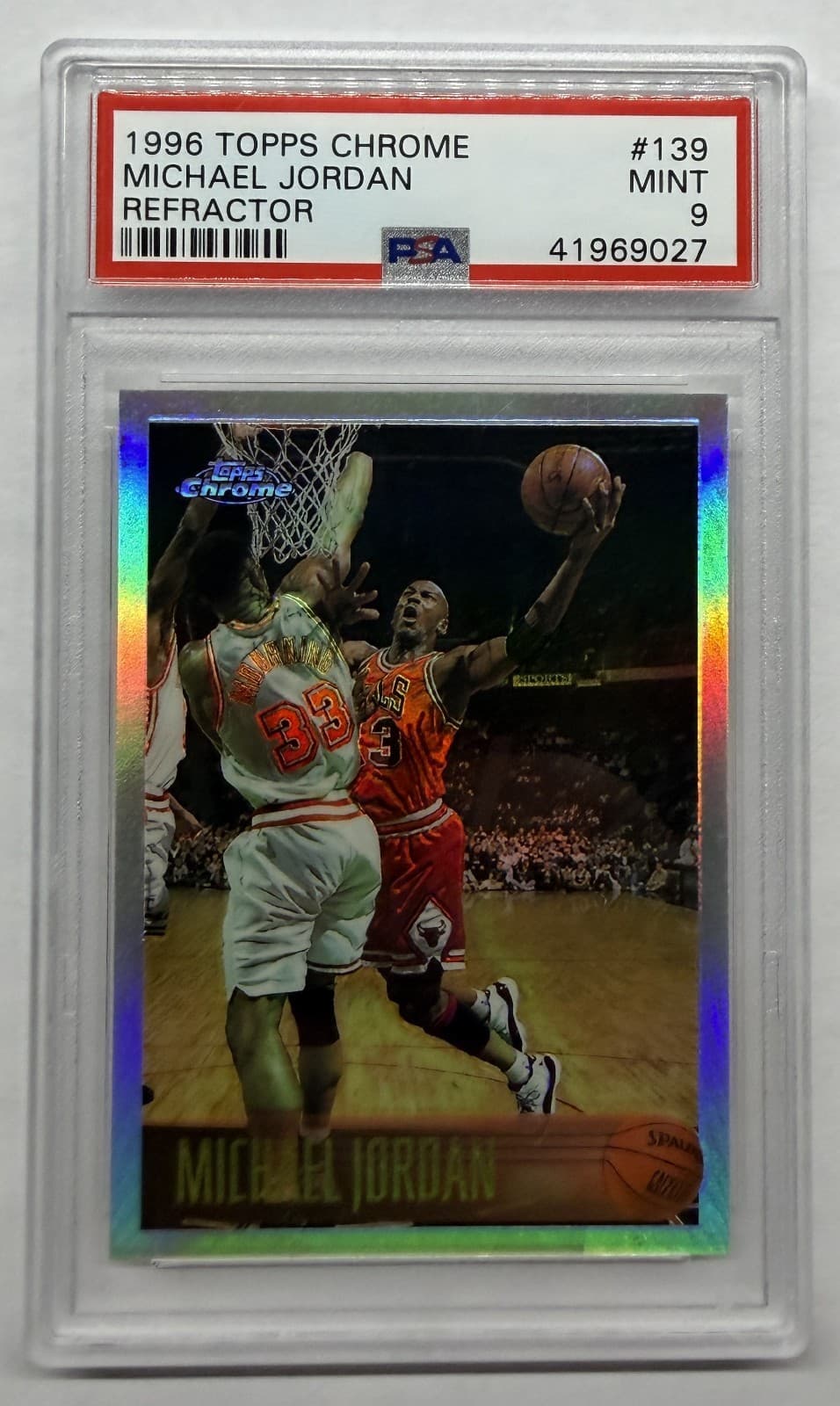 1996 Topps Chrome Refractor #139R Michael Jordan PSA MINT 9 RARE POP 98 7 HIGHER