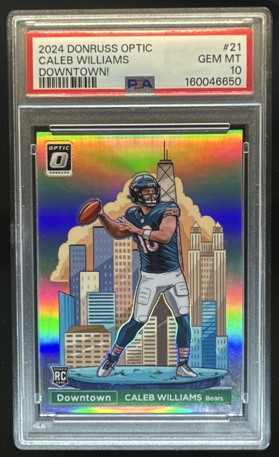 2024 Panini Donruss Optic Caleb Williams Downtown! RC SSP #21 Bears PSA 10