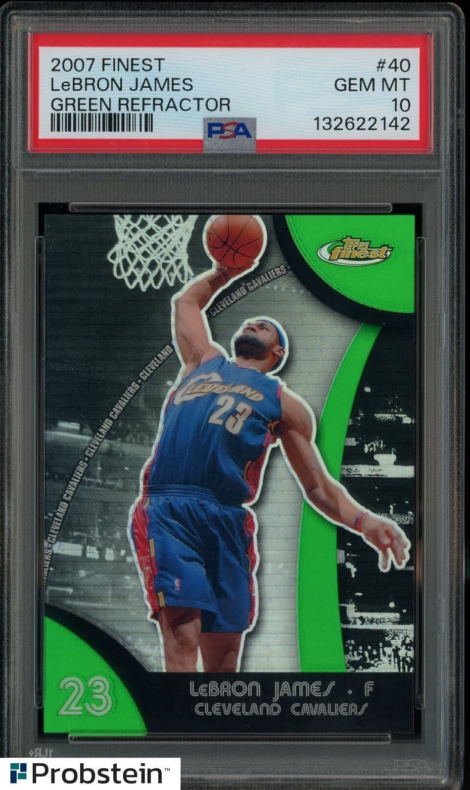 2007-08 Topps Finest Green Refractor #40 LeBron James Cavaliers 135/149 PSA 10