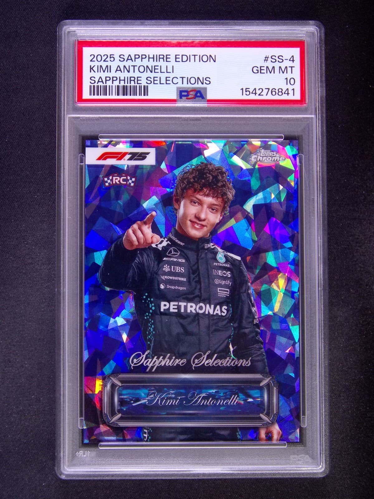 2025 Topps Chrome F1 75th Sapphire Kimi Antonelli #SS-4 RC Selections SSP PSA 10