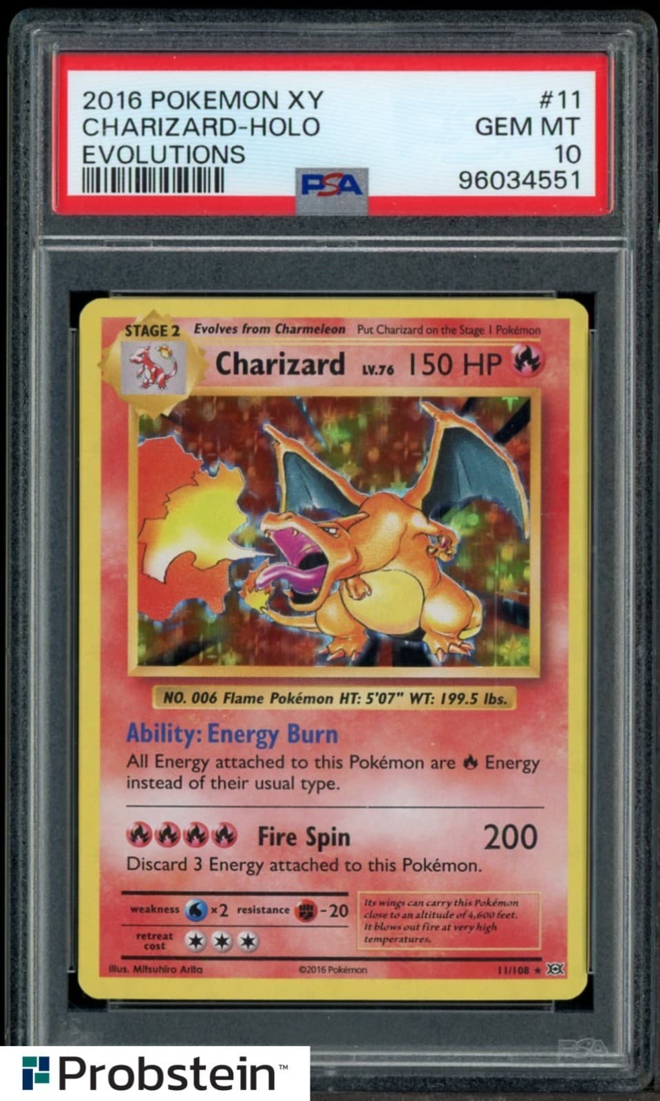 2016 Pokemon XY Evolutions #11 Charizard Holo PSA 10 GEM MINT