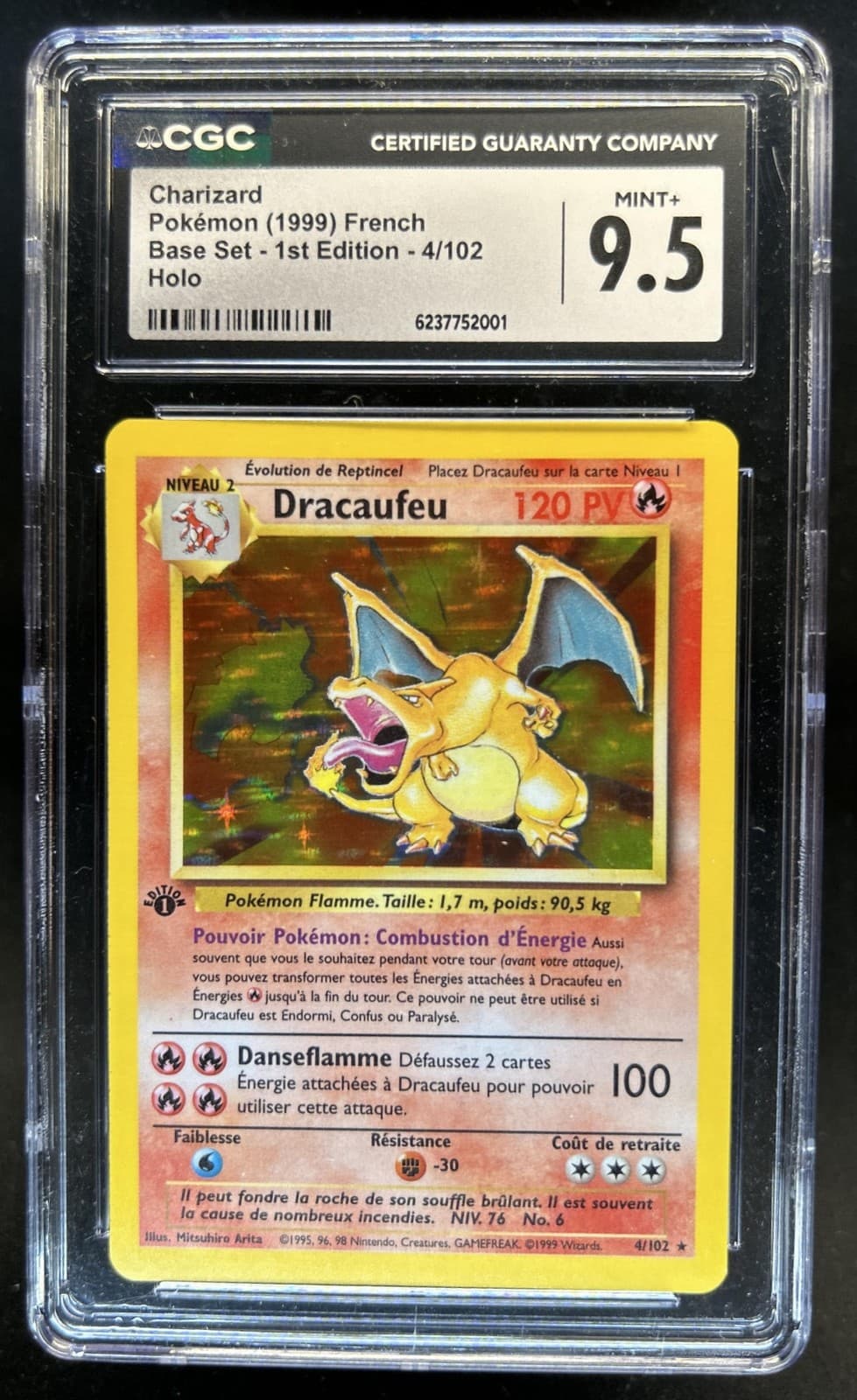 1999 Pokemon French 1st Edition Charizard (dracaufeu) Holo #4/102 CGC 9.5 Mint+
