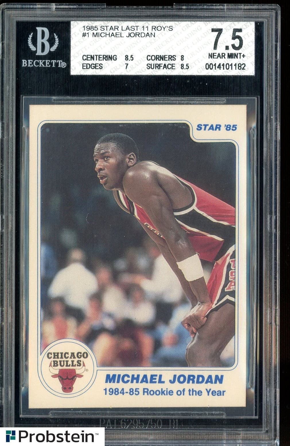 1985 Star Last 11 ROY's #1 Michael Jordan RC Rookie HOF BGS 7.5 " LOOKS NICER "
