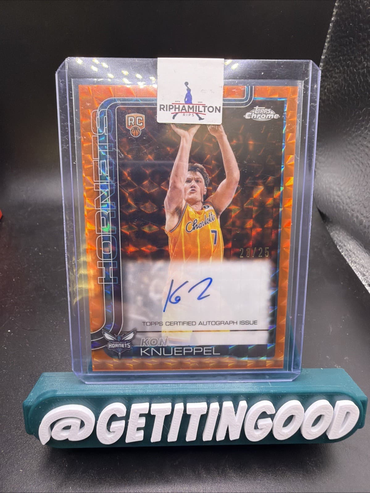 2025-26 Topps Chrome Kon Knueppel RC Auto Orange Geo Refractor /25