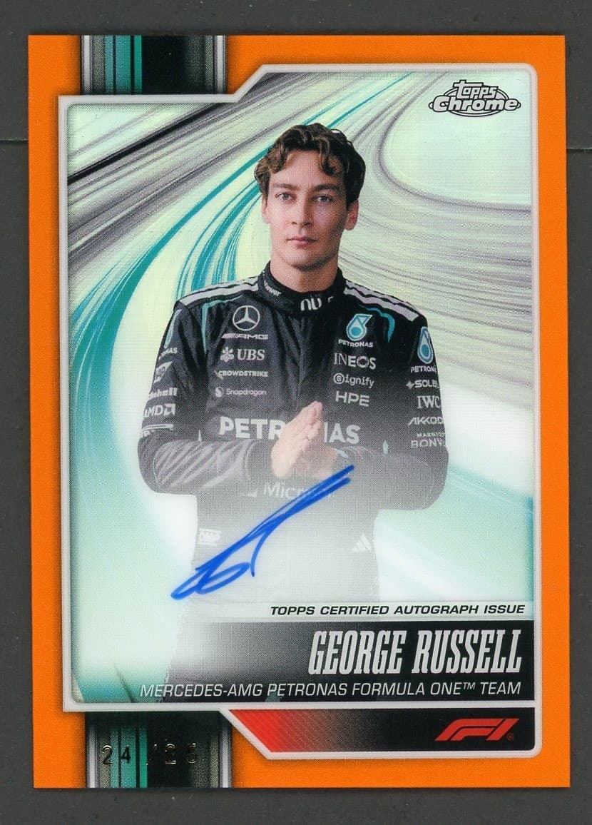 2026 Topps Chrome F1 George Russell Auto Autograph Orange Refractor #/25