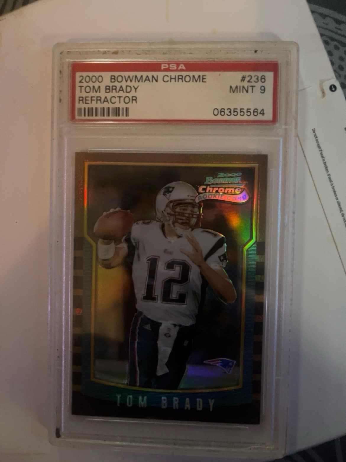 2000 Bowman Chrome Refractor Tom Brady ROOKIE RC #236 PSA 9 MINT 