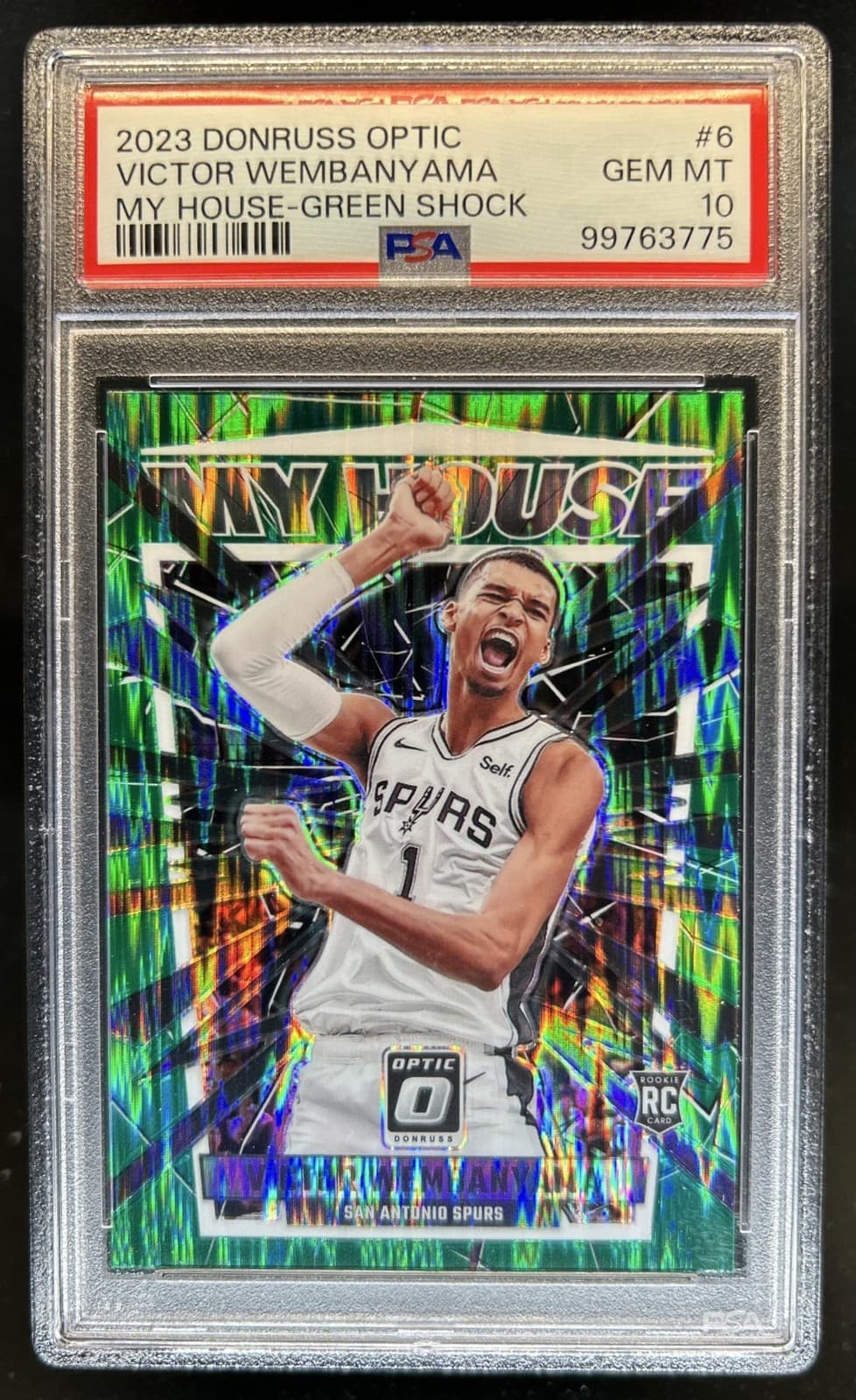 2023-24 Panini Donruss Optic Victor Wembanyama My House RC Green Shock #6 PSA 10