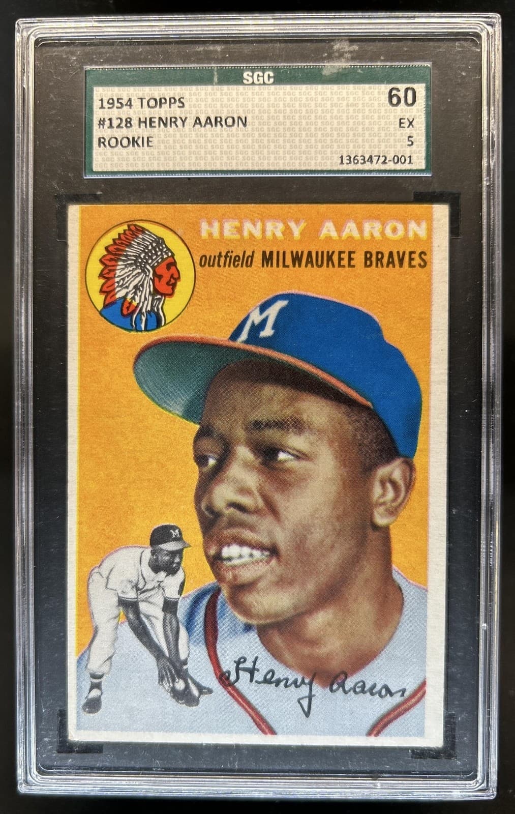1954 Topps Henry Aaron Rookie RC #128 Braves SGC 5 60