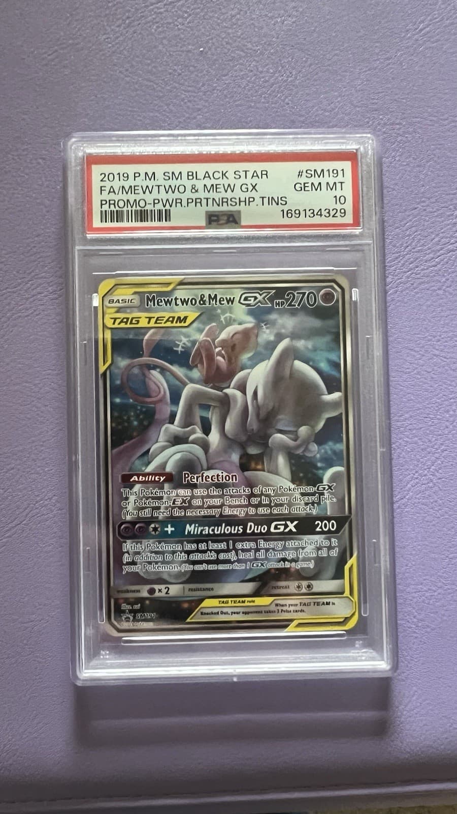 Pokemon Mewtwo & Mew GX SM191 SM Promo Holo English TAG TEAM PSA 10