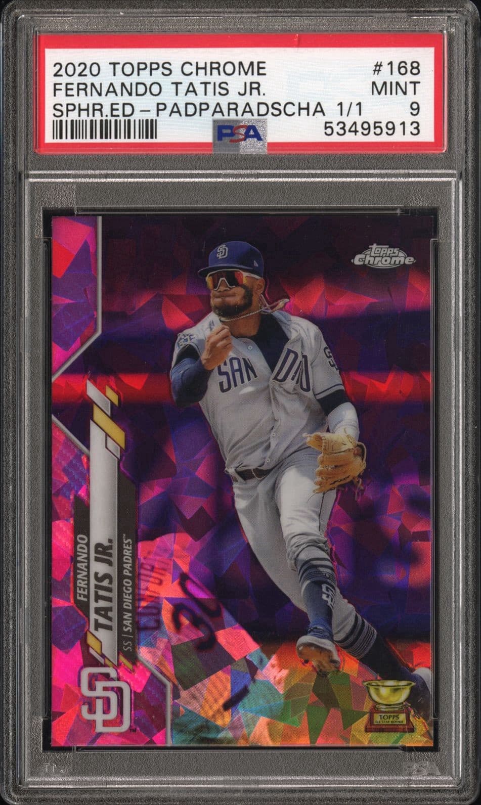 2020 Topps Chrome S/E Fernando Tatís Jr. #168 Padparadscha 1/1 Padres PSA 9🔥🌶️