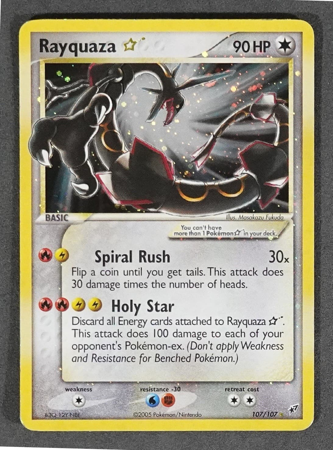 2005 Pokemon Ex Deoxys Gold Star #107/107 Rayquaza Holo
