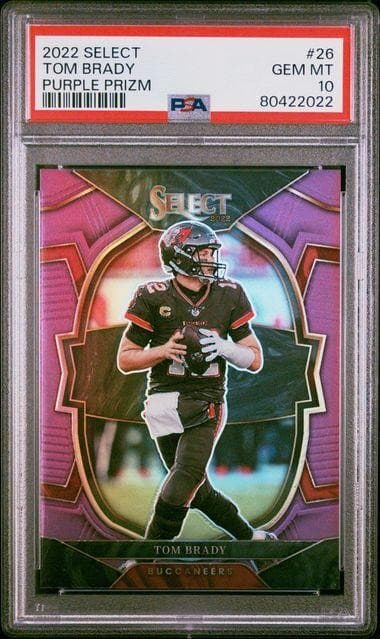 2022 Panini Select Tom Brady Purple Prizm /75 #26 PSA 10