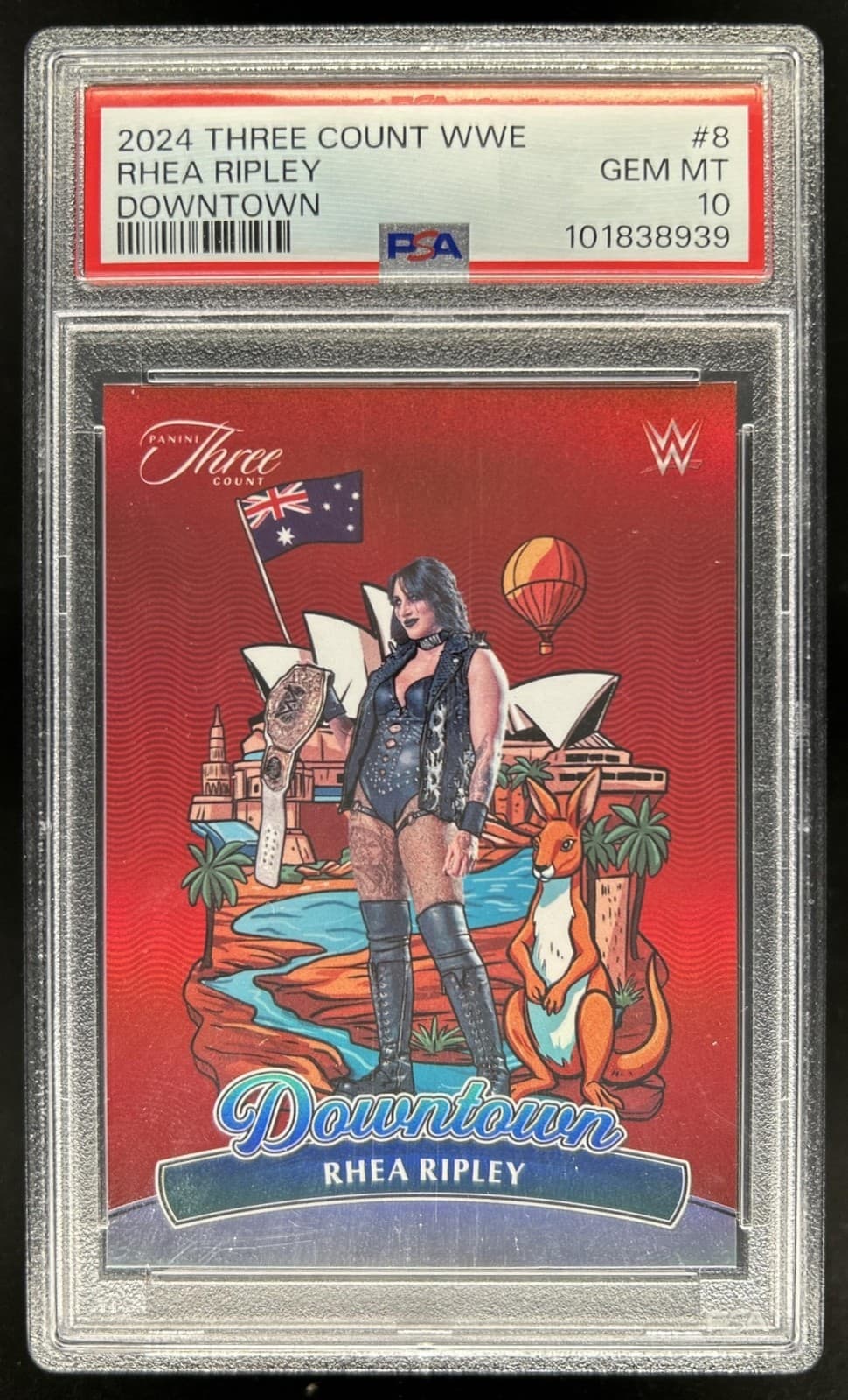 2024 Panini Three Count WWE Rhea Ripley Downtown SSP #8 PSA 10 GEM MINT