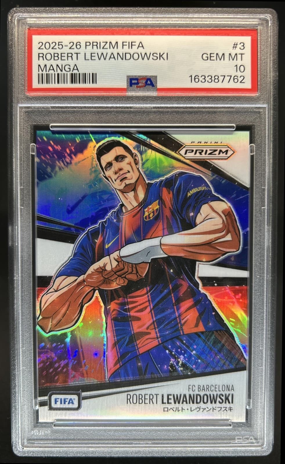2025-26 Panini Prizm FIFA Robert Lewandowski Manga SSP #3 Barcelona PSA 10