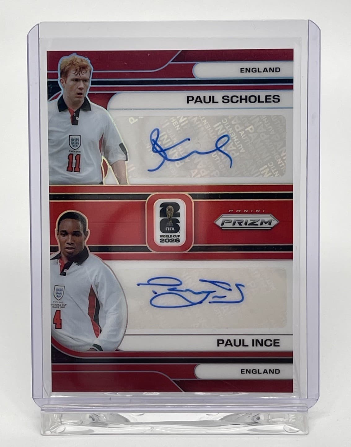 2026 PRIZM FIFA WORLD CUP  True Red DUAL AUTO #04 /10 PAUL SCHOLES PAUL INCE