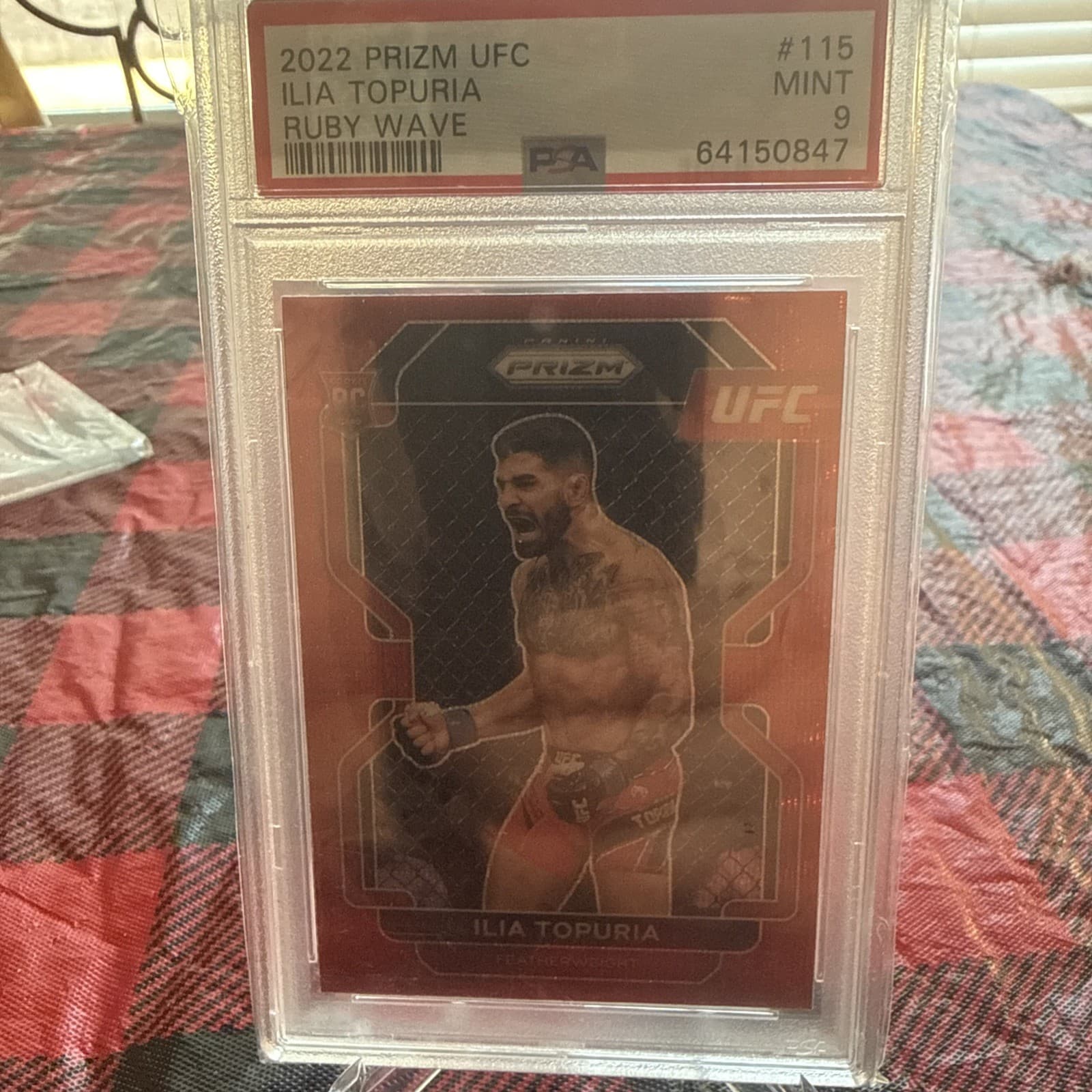 Ilia Topuria 2022 Prizm UFC Red Ruby Wave RC Rookie Card #115 PSA 9 MINT