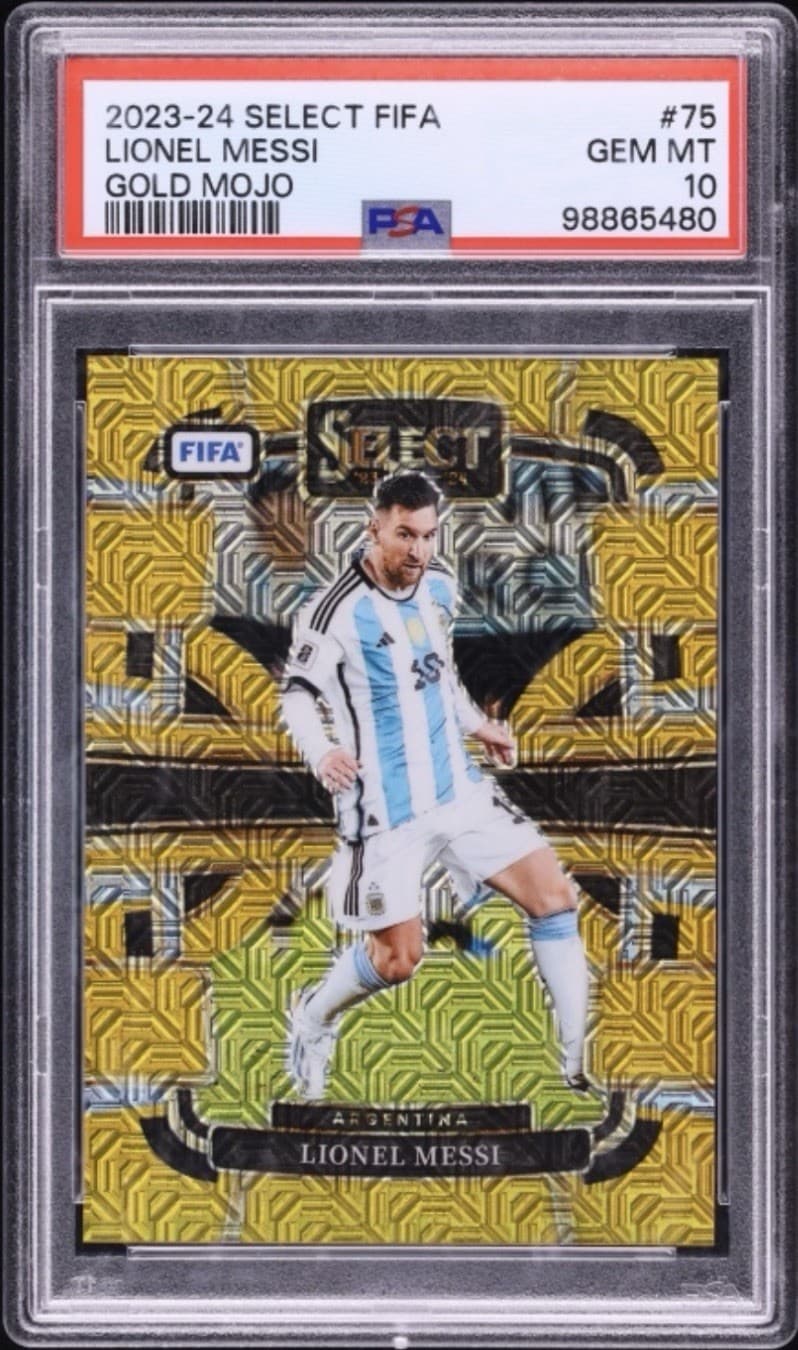 2023-24 Panini Select Fifa Soccer Gold Mojo Lionel Messi /10 PSA 10 POP 4
