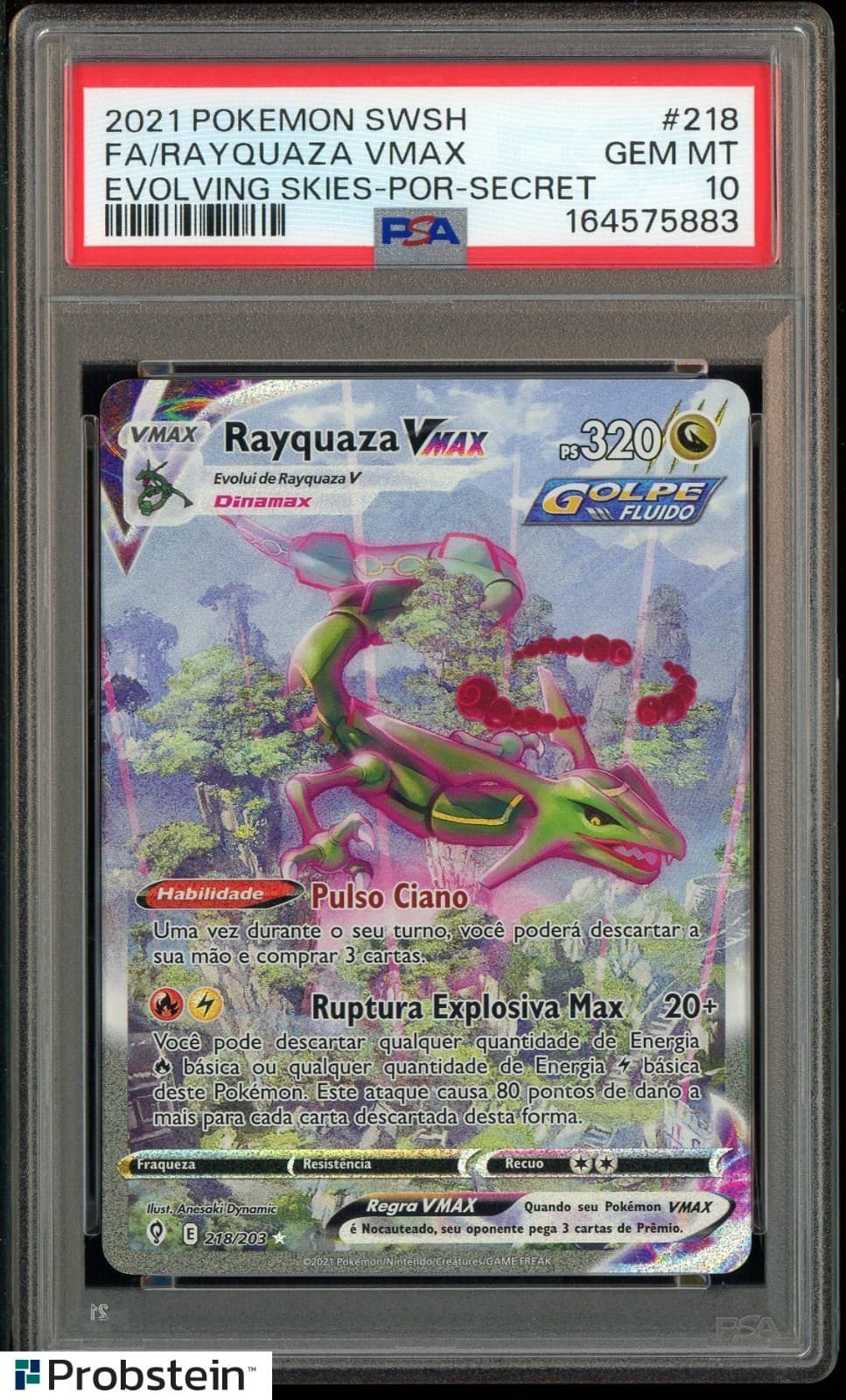 2021 Pokemon SWSH Evolving Skies Secret #218 FA Rayquaza VMAX PSA 10 GEM MINT