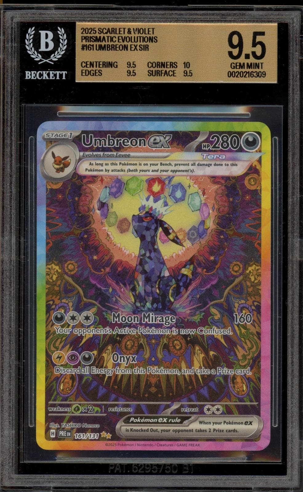 Pokemon Umbreon ex Prismatic Evolutions SIR 161 Bgs 9.5 Gem Mint