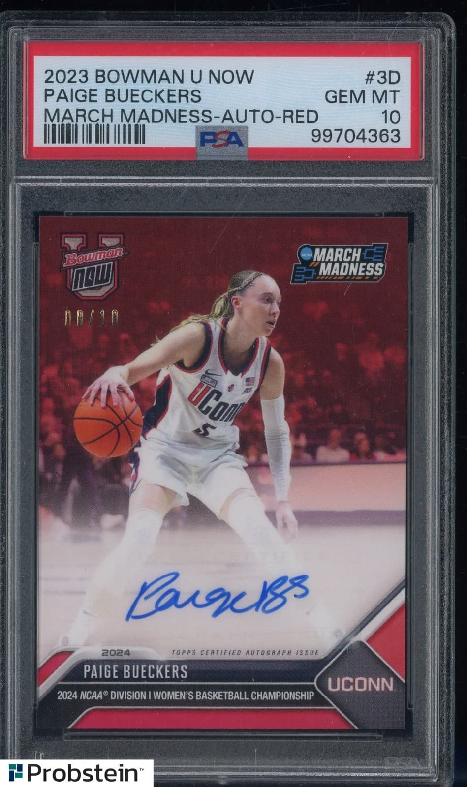 2023 Bowman U Now March Madness Red Paige Bueckers RC Rookie AUTO /10 PSA 10