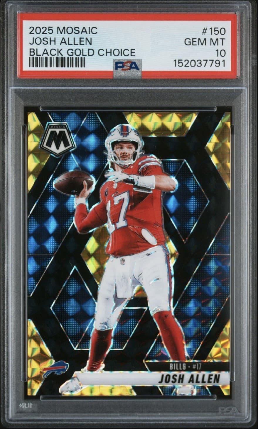 2025 Panini Mosaic Black Gold 8/8 Josh Allen SSP #150 PSA 10 (Last on Print) 