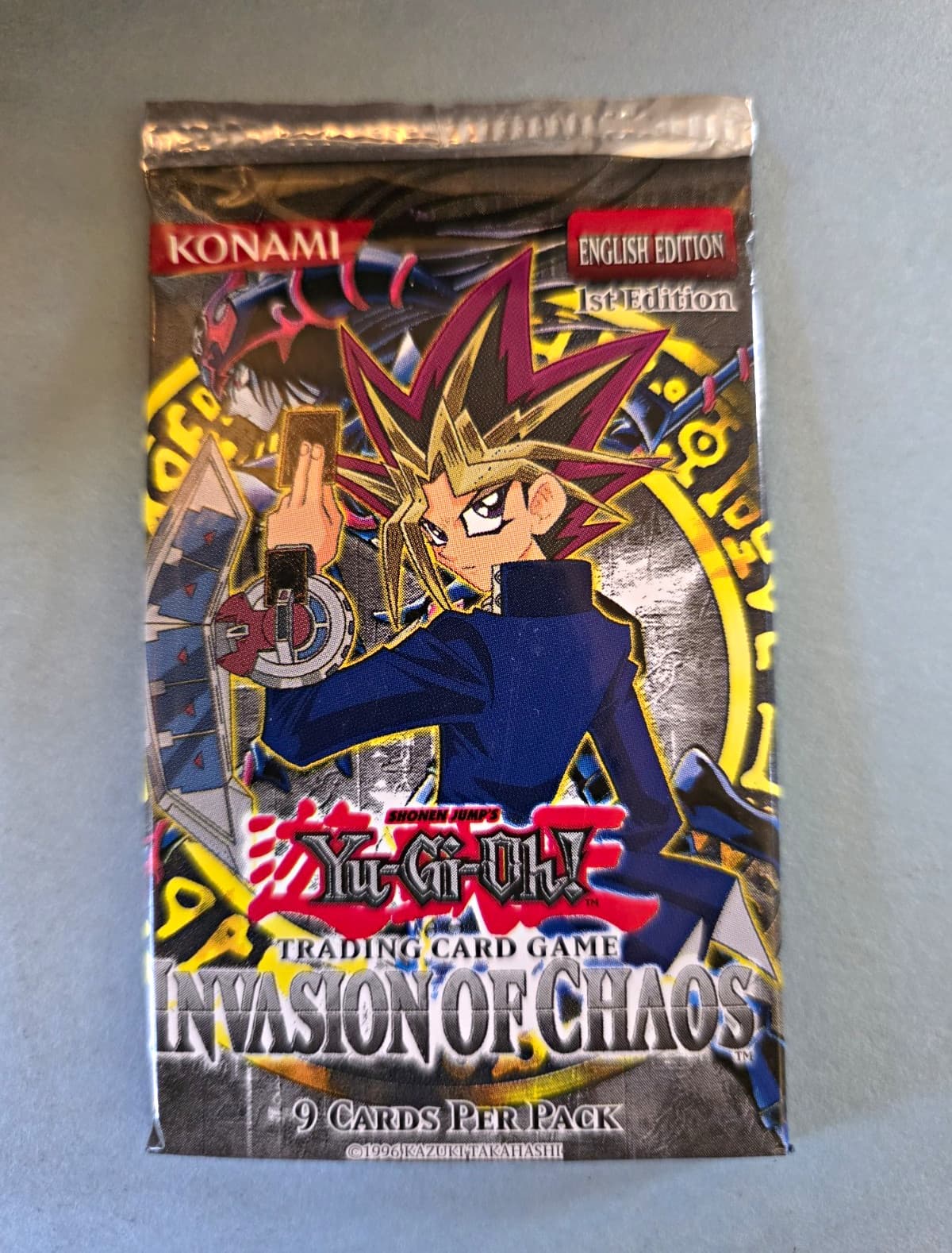 1996 Konami Yu-Gi-Oh! TCG Invasion of Chaos 1st Edition English Pack 9 Cards