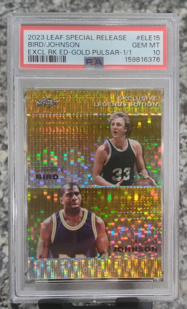 2023 LEAF Special Release Larry Bird Magic Johnson Gold Pulsar 1/1 PSA GEM MT 10