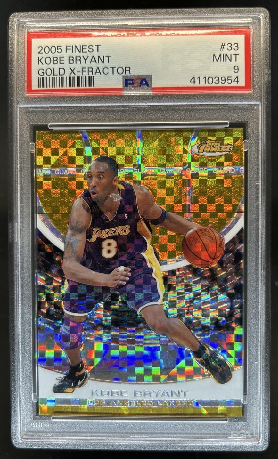 2005-06 Topps Finest Kobe Bryant Refractor X Fractors Gold #/29 Lakers PSA 9
