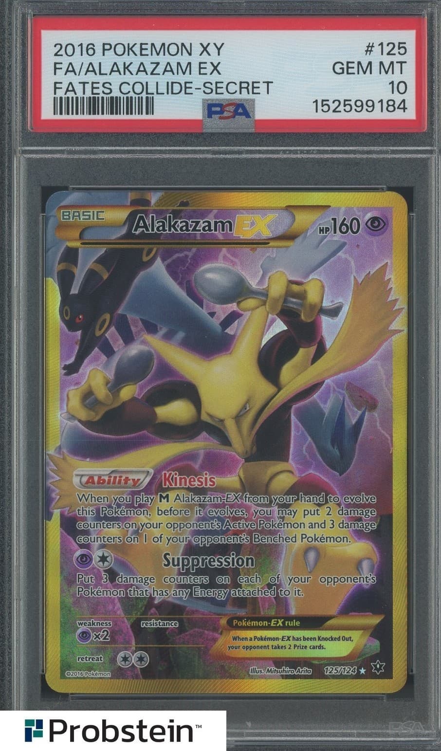 2016 Pokemon XY Fates Collide Secret #125 FA Alakazam Ex PSA 10 GEM MINT