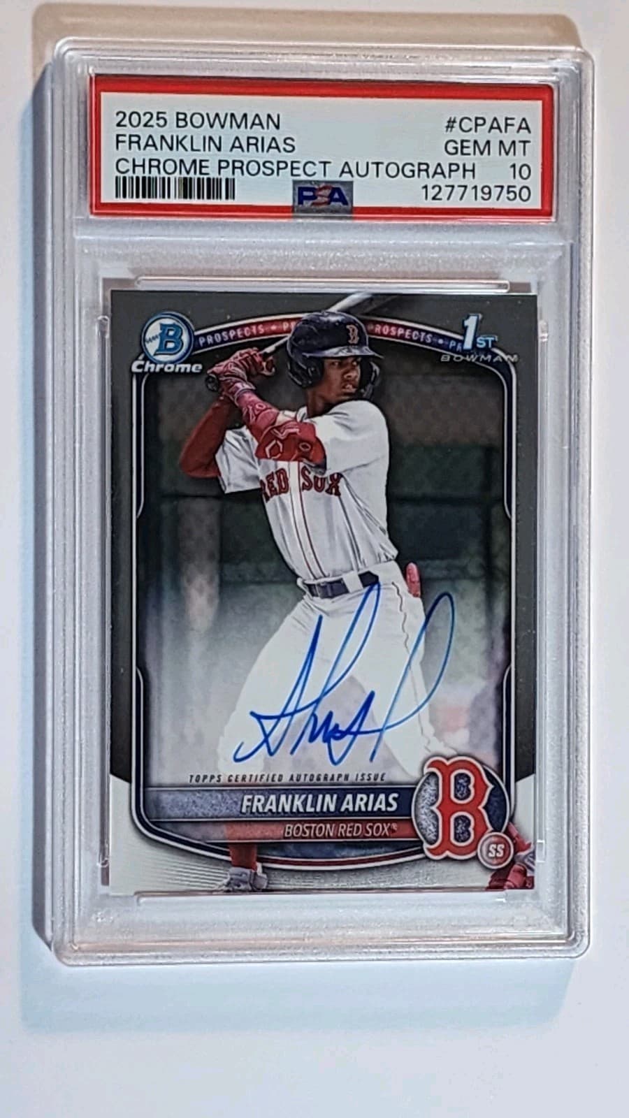 PSA 10 GEM MINT 2025 1st Bowman Chrome Franklin Arias Rookie Auto CPA-FA Red Sox