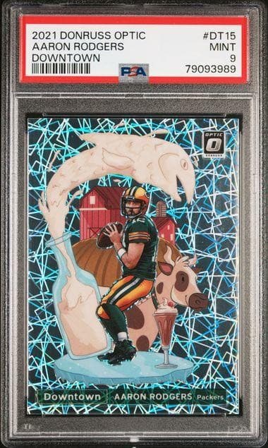 2021 Panini Donruss Optic Aaron Rodgers Downtown #DT15 PSA 9