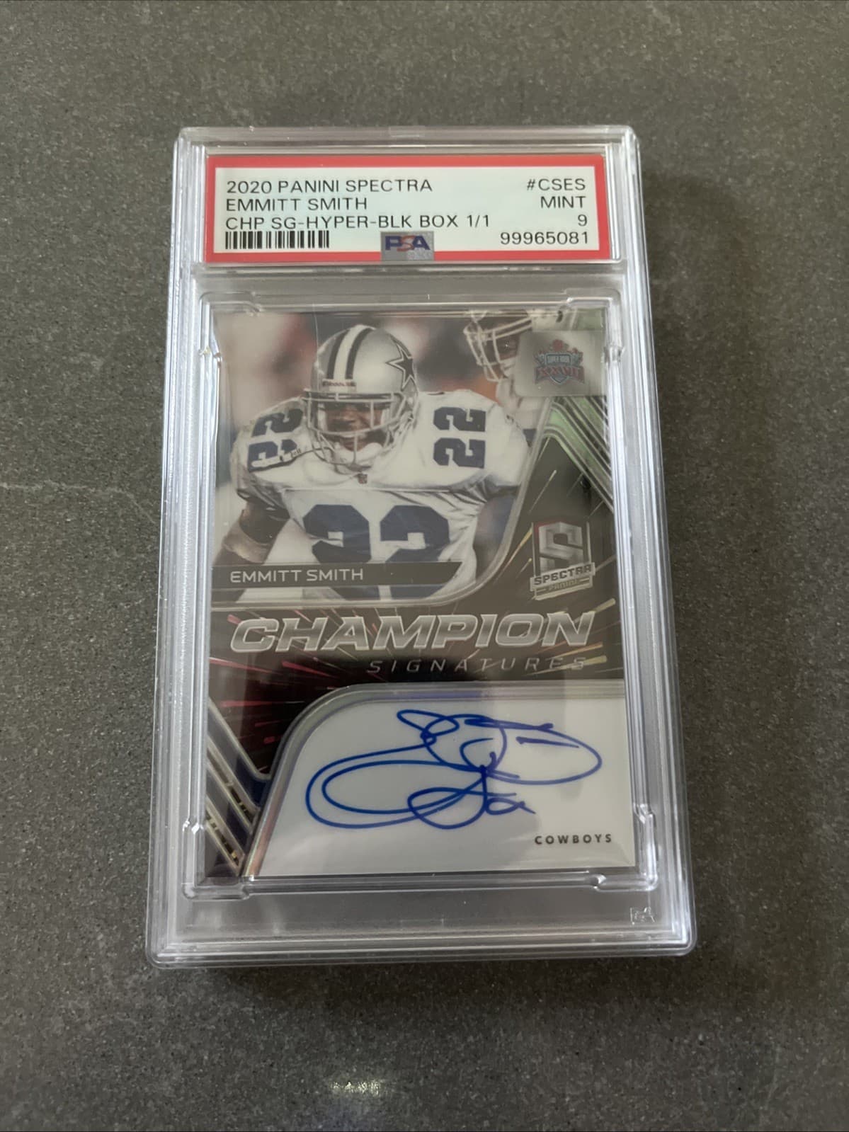 🔥EMMITT SMITH 2020 Panini SPECTRA CS SUPER BOWL XXVII AUTO REFRACTOR #d 1/1!🔥