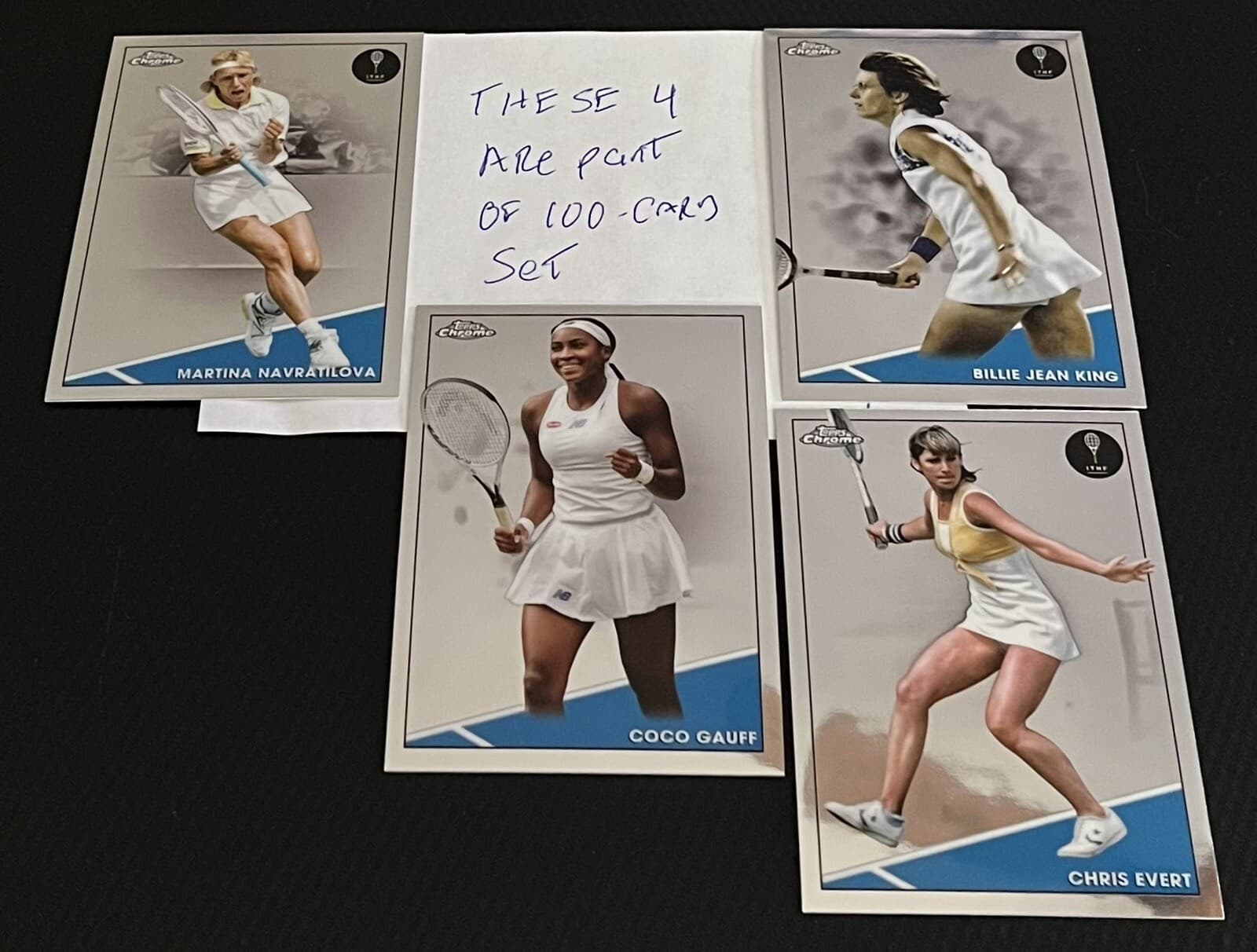 2021 Topps Chrome 100-Card Tennis Set - Coco, Sampras, Evert + Bonus Inserts Lot