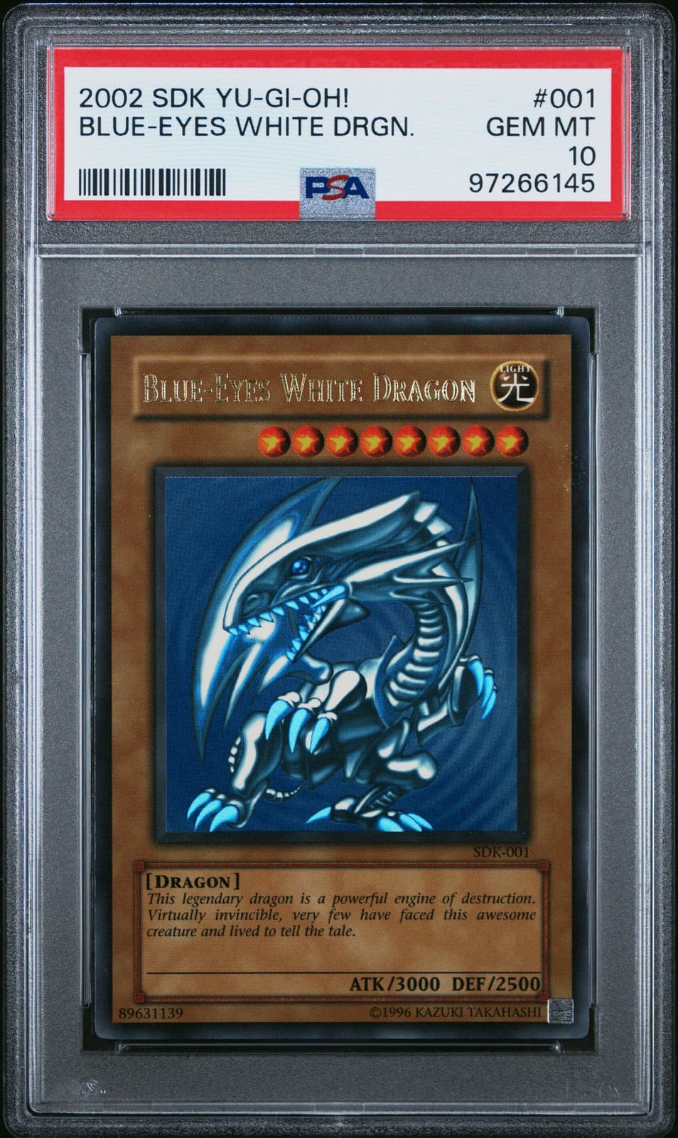 Blue Eyes White Dragon SDK-001 Ultra Rare Unlimited Yugioh PSA 10 *145