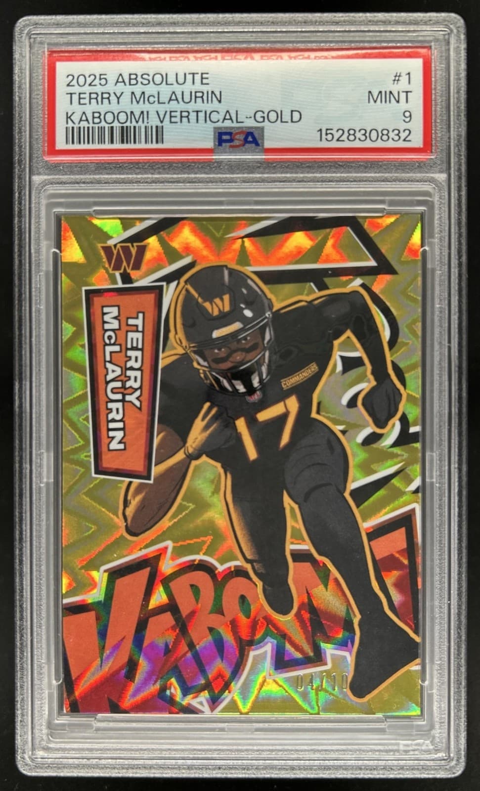 2025 Panini Absolute Terry McLaurin Kaboom - Vertical Gold #/10 Commanders PSA 9