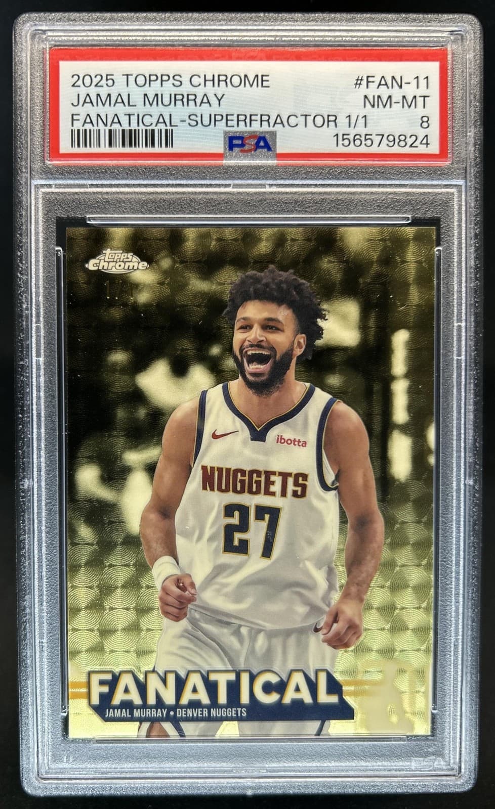 2025-26 Topps Chrome Jamal Murray Fanatical SuperFractor SSP #1/1 Nuggets PSA 8