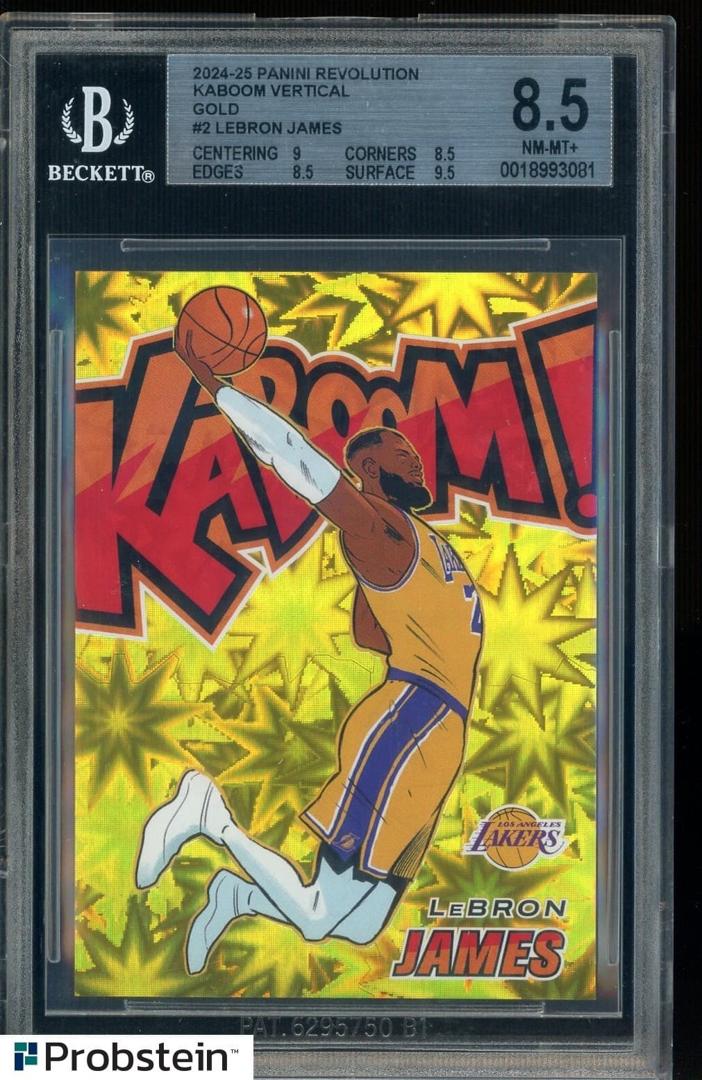 2024-25 Panini Revolution KABOOM! Gold #2 LeBron James Lakers 1/10 BGS 8.5