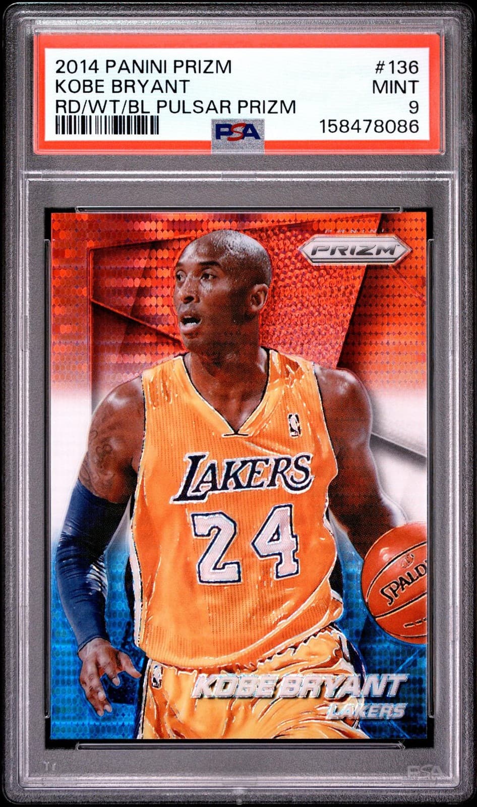2014-15 Panini Prizm Kobe Bryant Red White Blue Pulsar #136 PSA 9