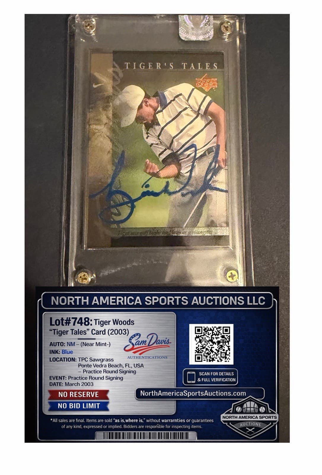 2001 Upper Deck - Tiger's Tales Tiger Woods Autographed Card With COA