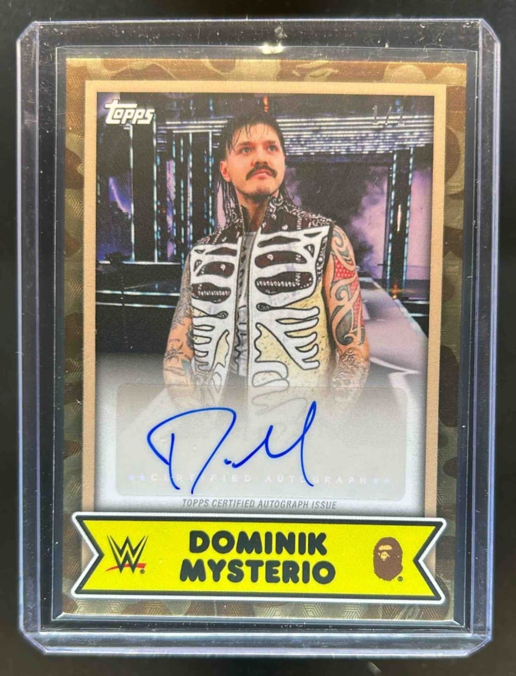 2025 Topps WWE x Bape Dominik Mysterio Auto Gold Camo Foilfractor #1/1