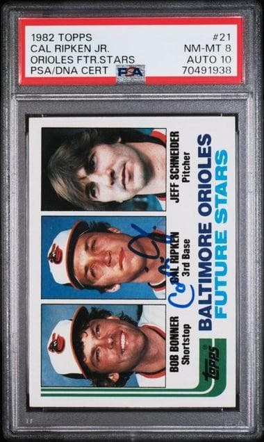 1982 Topps Orioles Future Stars Cal Ripken Jr #21 PSA 8 Auto 10