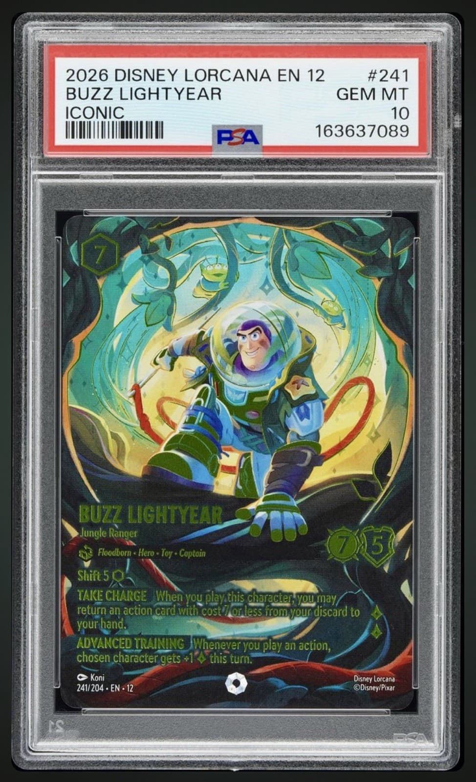 Disney Lorcana Buzz Lightyear Jungle Ranger Iconic 241/204 PSA 10
