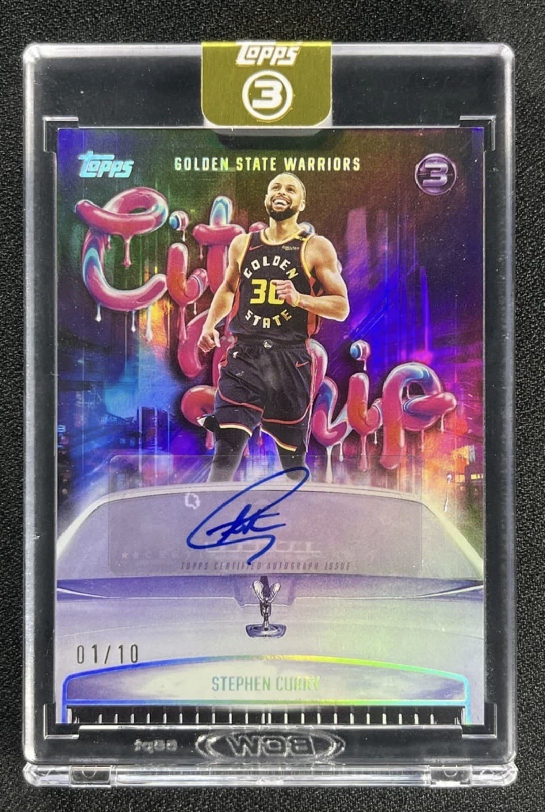 2025-26 Topps Three 3 Stephen Curry City Drip Auto Autograph Warriors 1/10