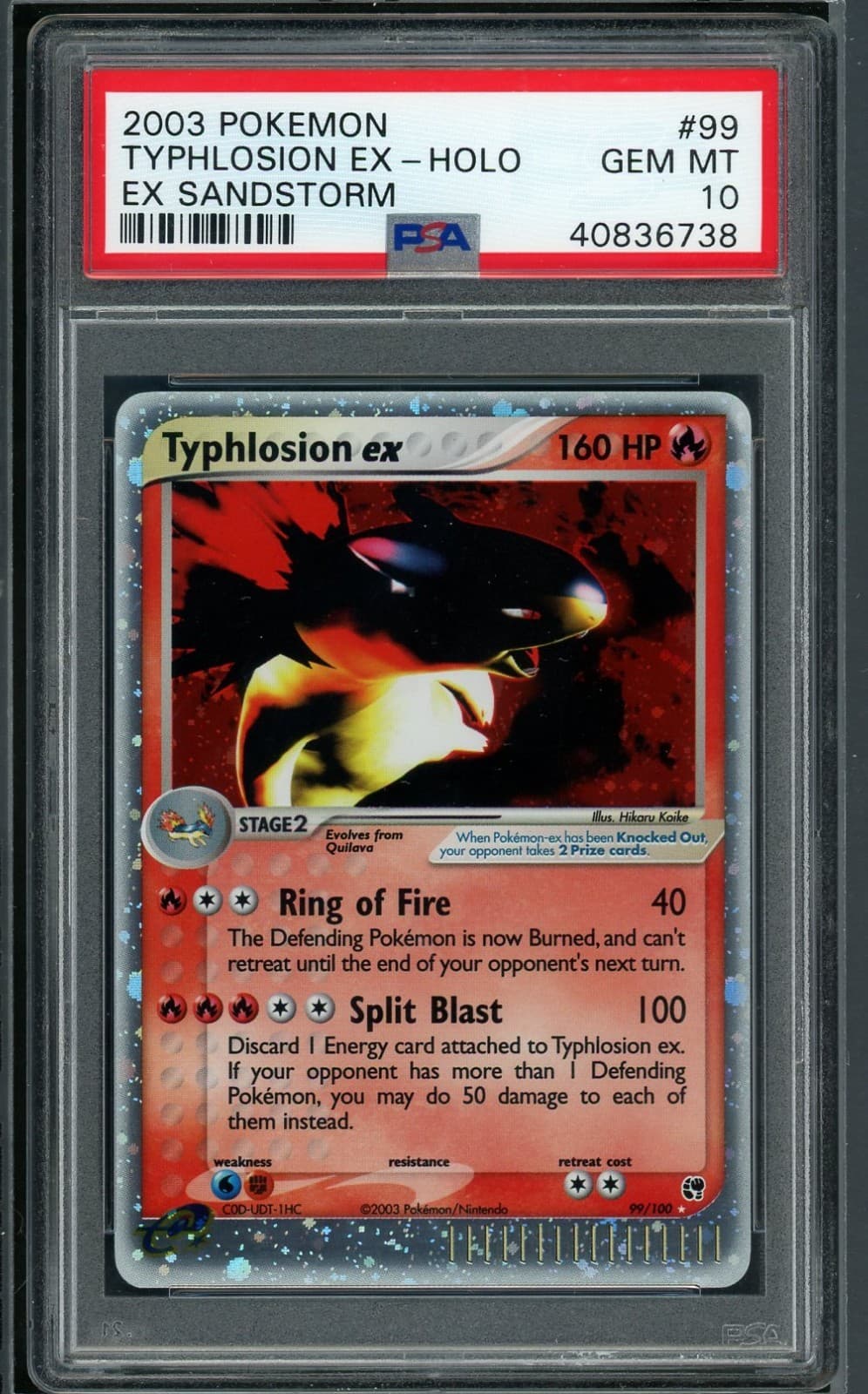Pokemon Typhlosion Ex 2003 Ex Sandstorm #99 Holo Psa 10