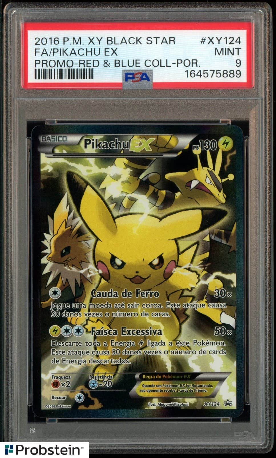 2016 Pokemon XY BSP Red & Blue Collection #XY124 FA/Pikachu EX PSA 9 MINT