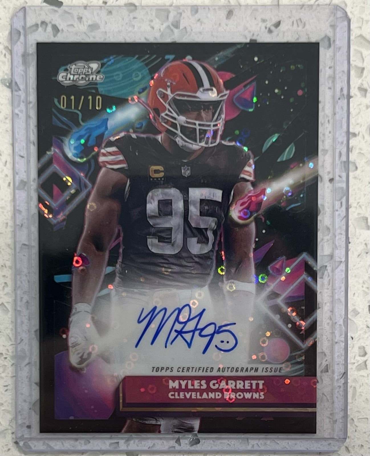 Myles Garrett 2025 Topps CHROME COSMIC BLACK #1/10 SSP AUTO #CCA-MG 2xDPOY