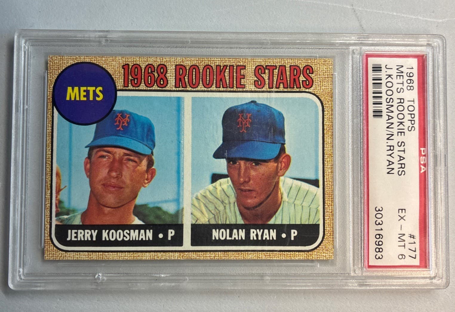Nolan Ryan Jerry Koosman 1968 Topps #177 Mets RC Rookie Stars PSA 6 EX-MT